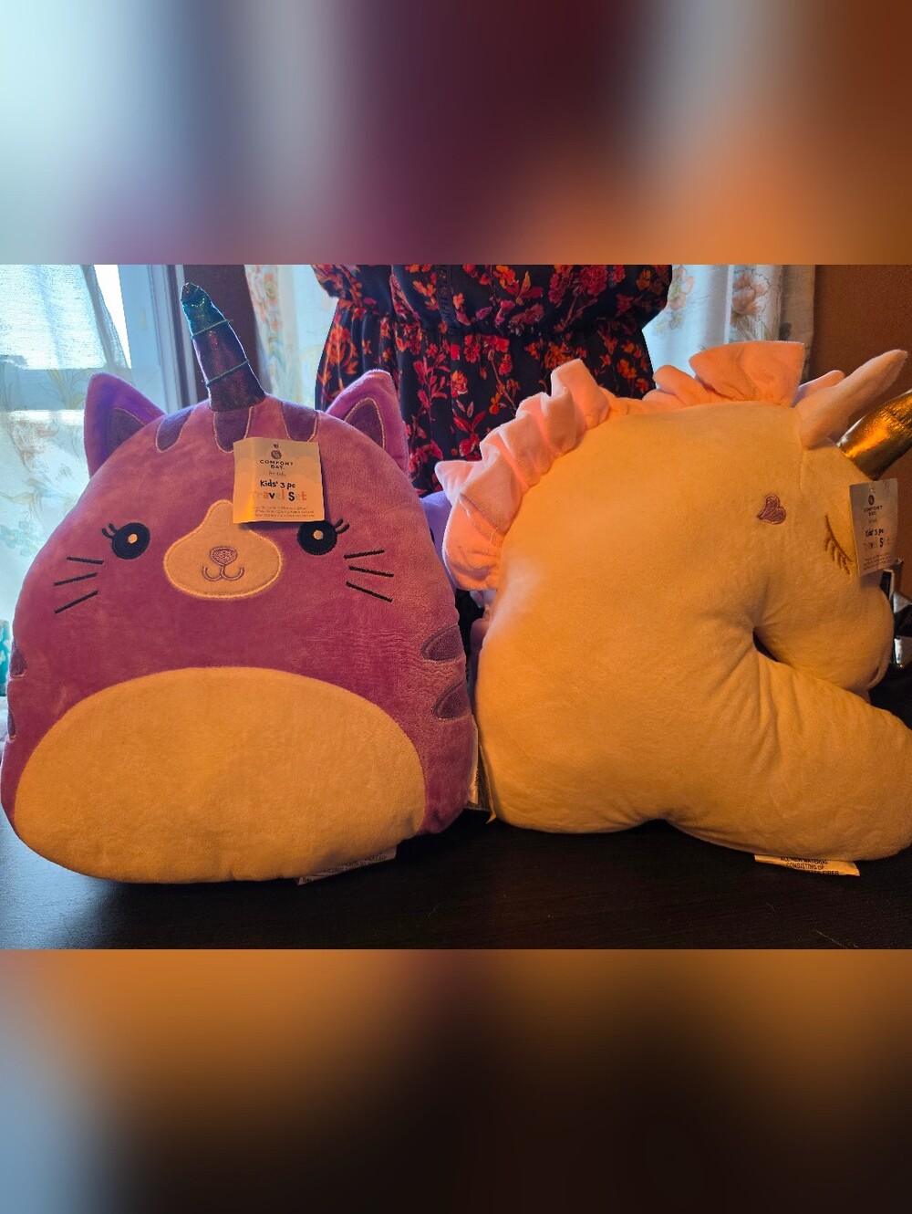 Comfort Bay Purple and Yellow Plush Kids Travel Set